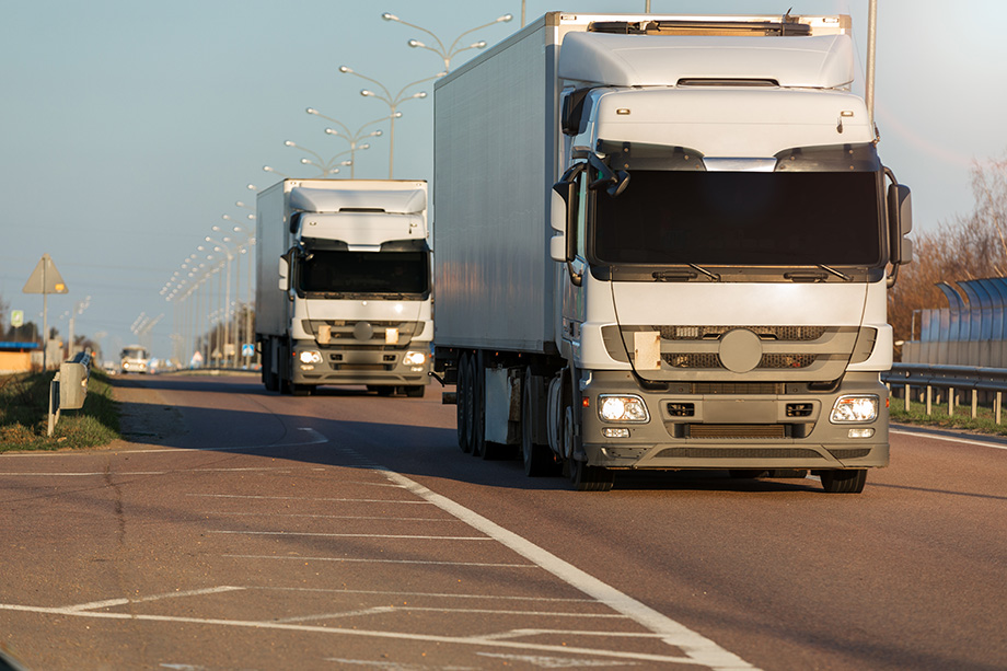 trucks driving